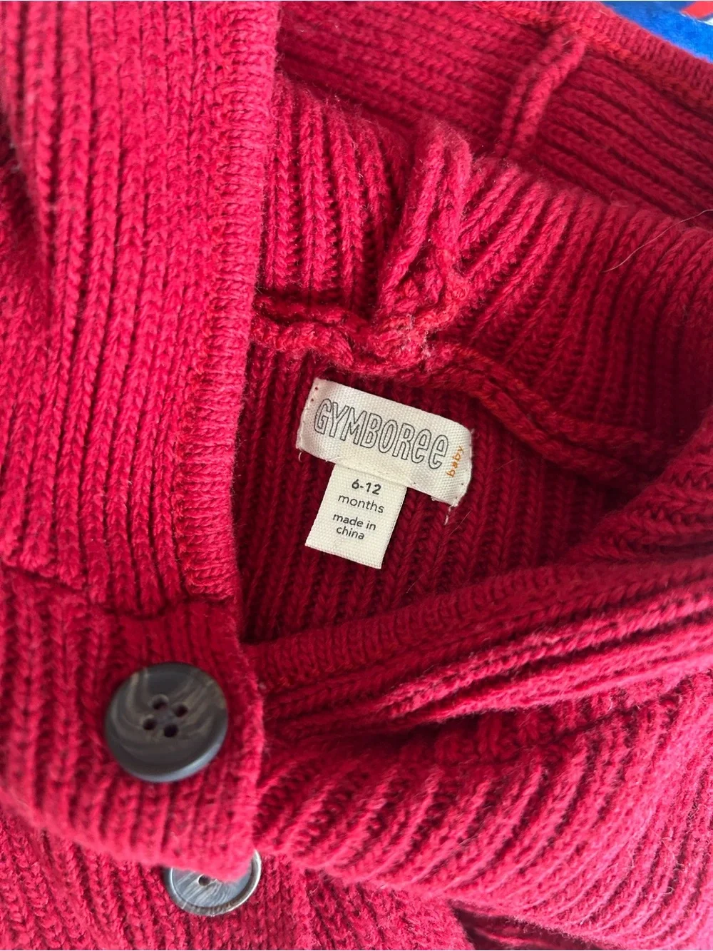 Gymboree 6-12 Months Red Hooded Knit Button Up Cardigan